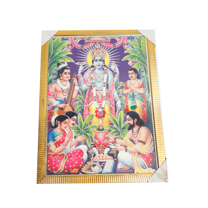 Shree Satyanarayan Bhagwan Photo Frame - 26 × 20 Inches | For Pooja Temple | Home Decor And Gifts