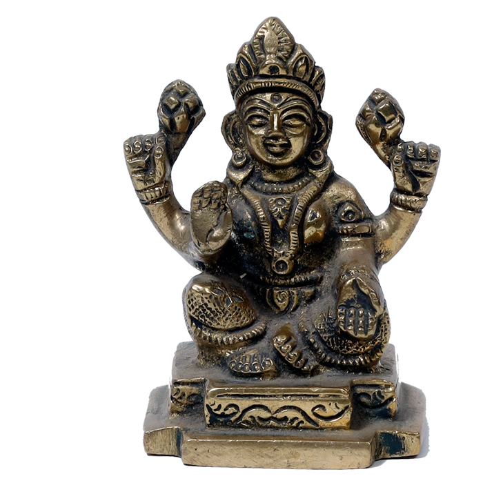 Brass Murti Goddess Lakshmi Ji Is Sitting On Throne - 3.5 × 3 Inches | For Pooja Temple | Home Decor And Gifts