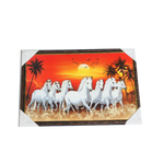 7 Running Vastu Shastr White Horse Photo Frame - 13 × 19 Inches | For Home Decor And Gifts