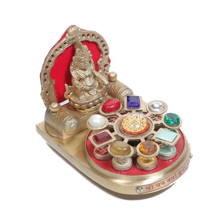 Shri Dhan Varsha Brass Kuber Yantra Chowki - 4 × 6 Inches