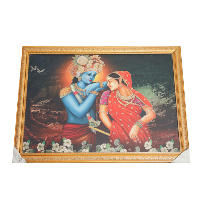 Lord Krishan And Goddess Radha Photo Frame - 26 × 20 Inches | For Pooja Temple | Home Decor And Gifts