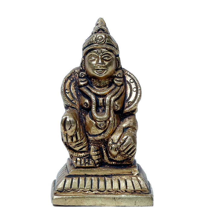 Brass Murti Kubera Ji Is Sitting On Throne - 3 × 1.5 Inches | 2 × 1.5 Inches | For Pooja Temple | Home Decor And Gifts