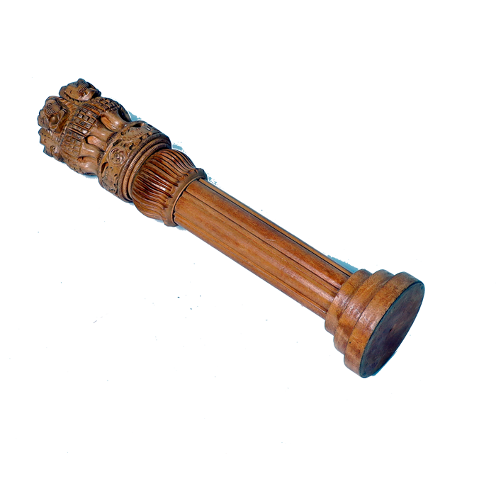 Brown Wooden Ashok Stambh - 11 × 3 Inches | For Home Decor And Gifts