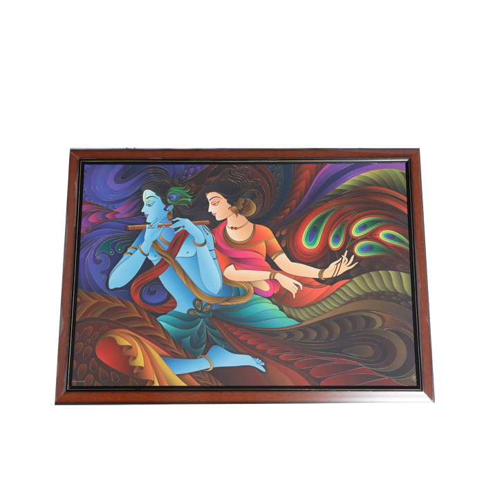 Lord Krishan And Goddess Radha Photo Frame - 30 × 22 Inches | For Pooja Temple | Home Decor And Gifts