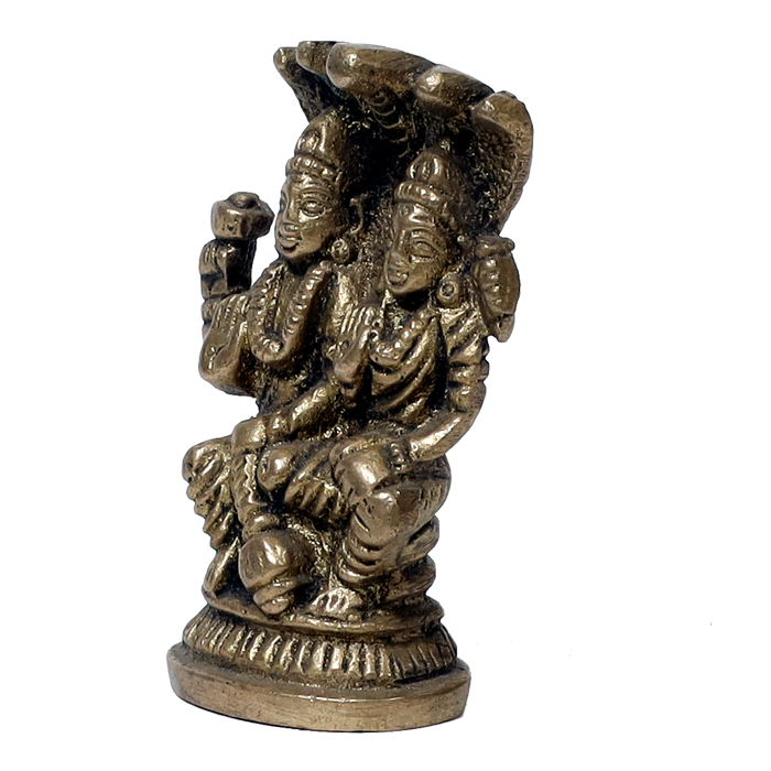 Brass Murti Goddess Lakshmi And Lord Vishnu Ji - 2 × 1.5 Inches | For Pooja Temple | Home Decor And Gifts