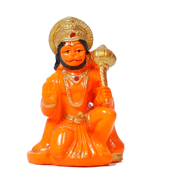 Hanuman Ji Sindoor Wale Marble Dust Murti Idol - 3 x 2 Inches | For Pooja Temple And Home Decor
