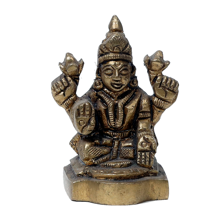 Brass Murti Goddess Lakshmi Ji Is Sitting On Stool - 2.5 × 2 Inches | 2 × 1 Inches | For Pooja Temple | Home Decor And Gifts