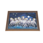 7 Running Vastu Shastr White Horse Photo Frame - 14 × 20 Inches | For Home Decor And Gifts