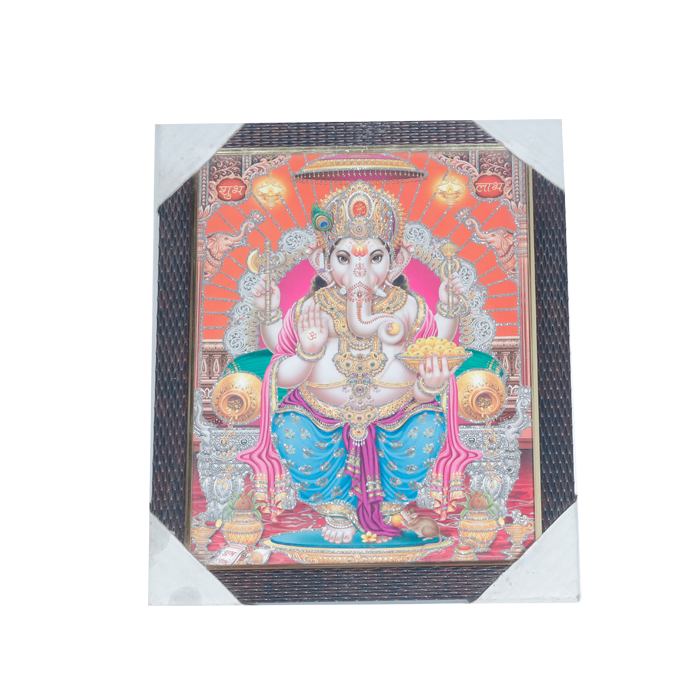 Lord Ganesha Photo Frame - 11 × 10 Inches | For Pooja Temple | Home Decor And Gifts