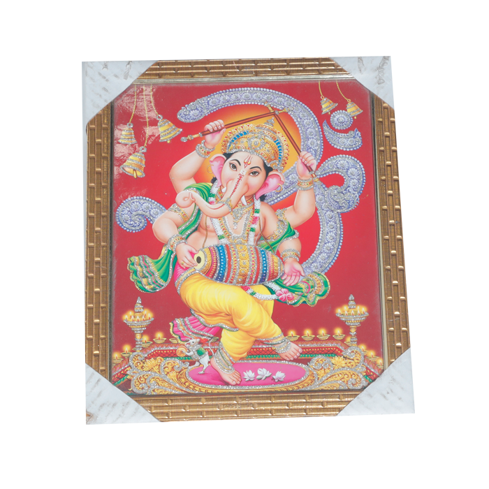 Lord Ganesha Photo Frame - 11 × 10 Inches | For Pooja Temple | Home Decor And Gifts
