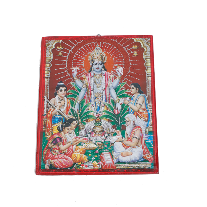 Shree Satyanarayan Bhagwan Photo Frame - 12 × 8 Inches | For Pooja Temple | Home Decor And GIfts
