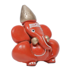 Craftam Polyresin Orange Ganesha Statue for Car Dashboard God Ganesh- 2.5 × 2 Inches