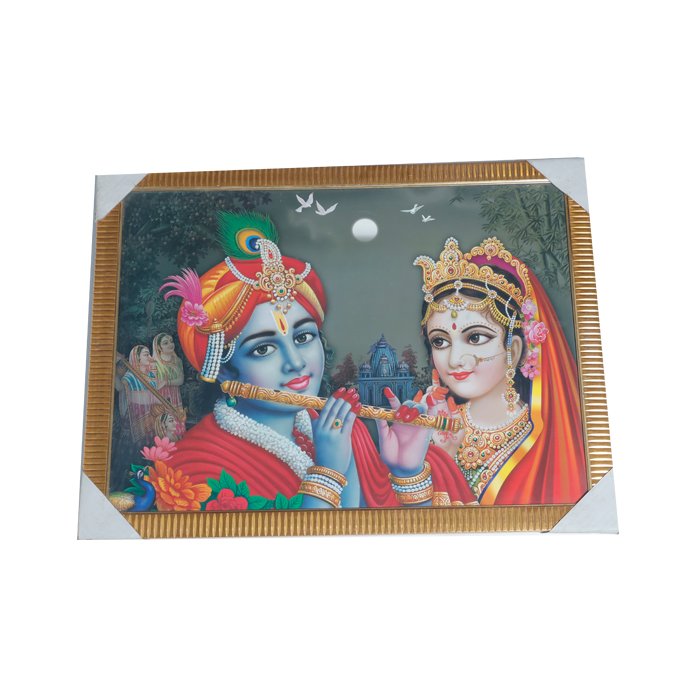 Goddess Radha And Lord Krishan Photo Frame - 20 × 26 Inches | For Pooja Temple | Home Decor And Gifts