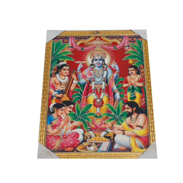 Shree Satyanarayan Bhagwan Photo Frame - 17 x 13 Inches | For Pooja Temple | Home Decor And Gifts