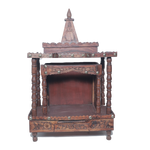 Brown Traditional Sheesham Plank Jaali Mandir,