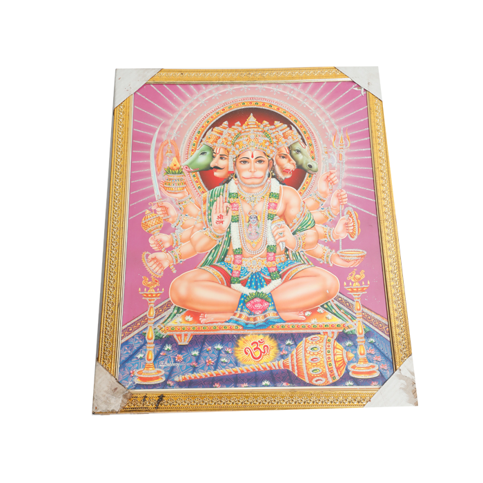 Lord Panch Mukhi Hanuman Photo Frame - 26 × 20 Inches | For Pooja Temple | Home Decor And Gifts