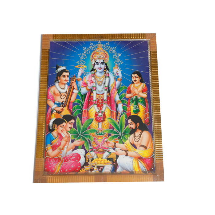 Shree Satyanarayan Bhagwan Photo Frame - 26 × 20 Inches | For Pooja Temple | Home Decor And Gifts