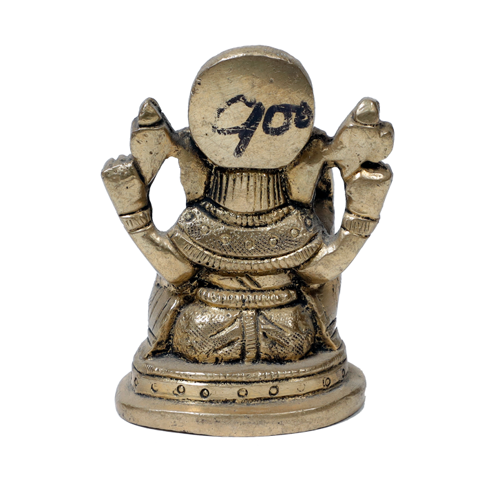 Brass Murti Lord Ganesha Is Sitting On Throne - 3 × 2.3 Inches | For Pooja Temple | Home Decor And Gifts