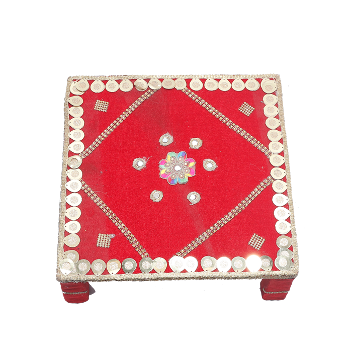Kanha Laddu Gopal HEAVY WOODEN PATTA Cum Chowki - 12 × 12 Inches