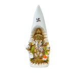 Lord Ganesha Sitting In Half Moon Hanthi Dant | Marble Dust Murti Idol - 10 × 3Inches | For Pooja Temple And Home Decor