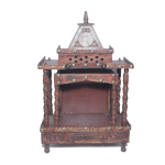 Brown Traditional Sheesham Plank Jaali Mandir,