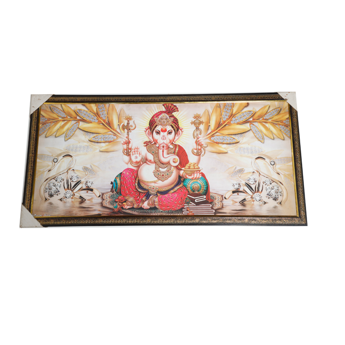 Lord Ganesha Photo Frame - 20 × 40 Inches | For Pooja Temple | Home Decor And Gifts