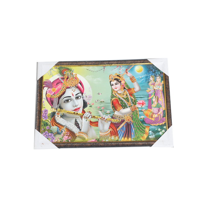 Goddess Radha And Lord Krishan Photo Frame - 13 × 19 Inches | For Pooja Temple | Home Decor And Gifts