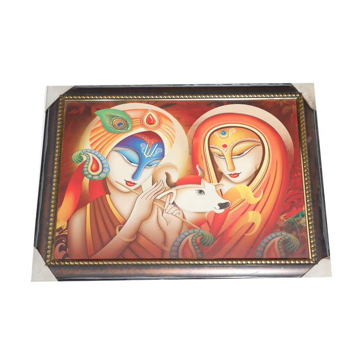 Lord Krishan And Goddess Radha Photo Frame - 31 × 23 Inches | For Pooja Temple | Home Decor And Gifts