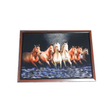 7 Running Vastu Shastr Brown And White Horse Photo Frame - 22 × 30 Inches | For Home Decor And Gifts