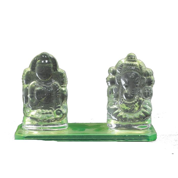 Light Green Laxmi Ganesh - 3 × 4 Inches