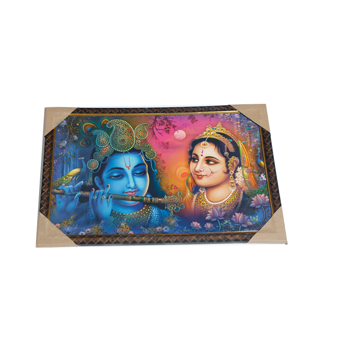 Lord Krishan And Goddess Radha Photo Frame - 13 × 19 Inches | For Pooja Temple | Home Decor And Gifts