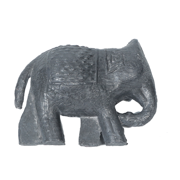 Brass Dhokra Elephant Statue With Carved Jali Design - 6 × 5 Inches