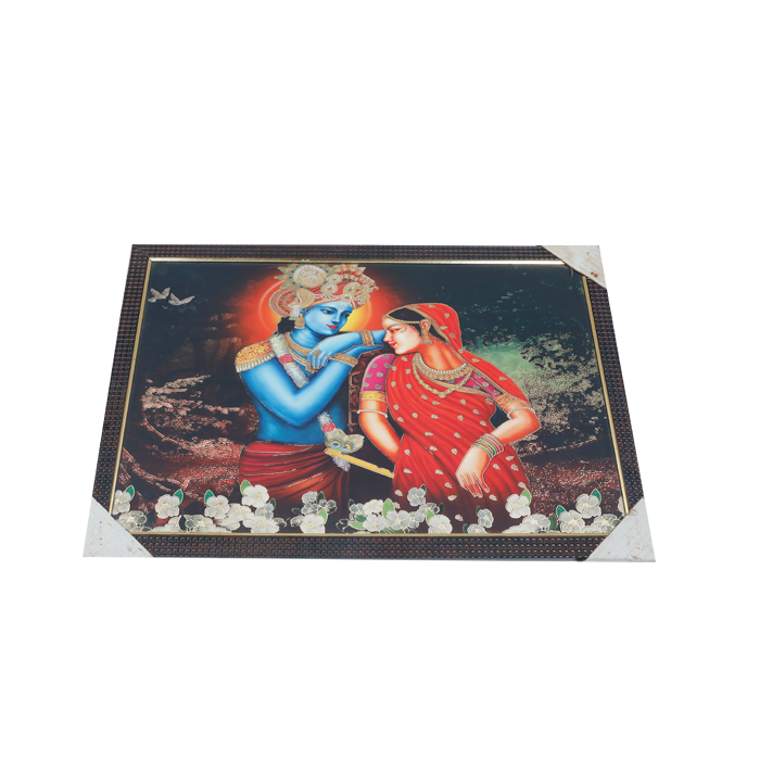 Lord Krishan And Goddess Radha Photo Frame - 20 × 13 Inches | For Pooja Temple | Home Decor And Gifts