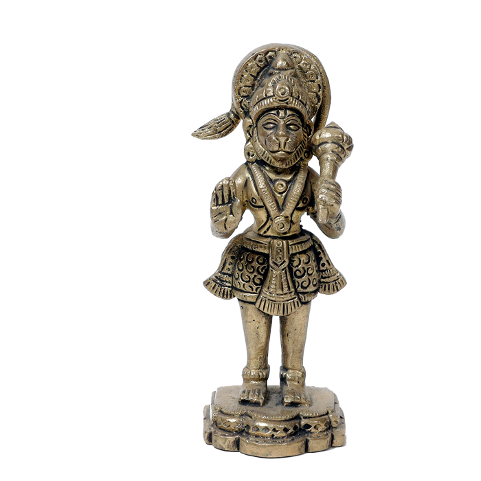 Brass Murti Veer Bajrang Bali Hanuman Ji - 4.5 × 1.5Inches | For Pooja Temple | Home Decor And Gifts