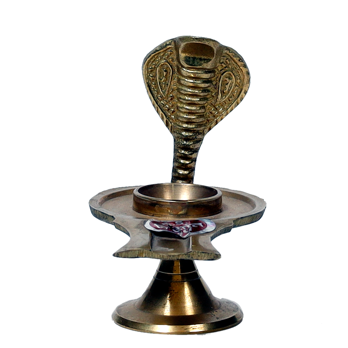 Brass 1 No. Shivling Stand With Snake - 4 × 3 Inches | For Pooja Temple