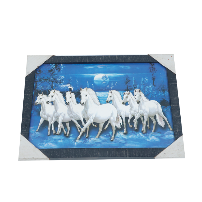 7 Running Vastu Shastr White Horse Photo Frame - 13 × 10 Inches | For Home Decor And Gifts