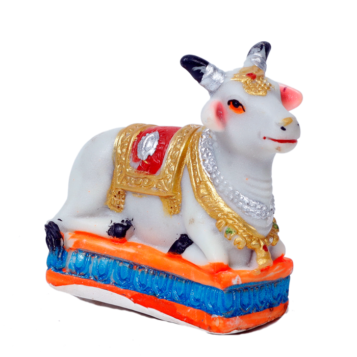 Nandi Sitting On The Throne Pooja Mandir Murti Idol - 3 × 3 Inches | For Pooja Temple
