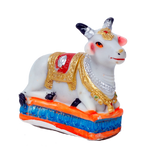 Nandi Sitting On The Throne Pooja Mandir Murti Idol - 3 × 3 Inches | For Pooja Temple