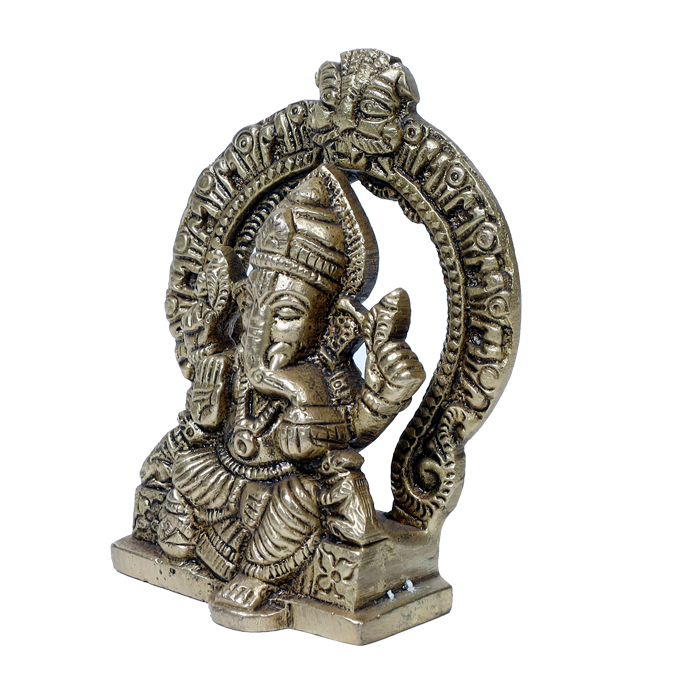 Brass Murti Ganesh Is Sitting On Throne - 3 × 2.5 Inches | For Pooja Temple | Home Decor And Gifts