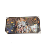 Lord Krishna And Goddess Radha With Cow Photo Frame - 20 × 40 Inches | For Pooja Temple | Home Decor And Gifts