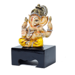 Lord Ganesha Is Sitting On The Stool | Marble Dust Murti Idol - 7 × 5 Inches | For Pooja Temple And Home Decor