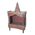 Brown Traditional Sheesham Plank Jaali Mandir,