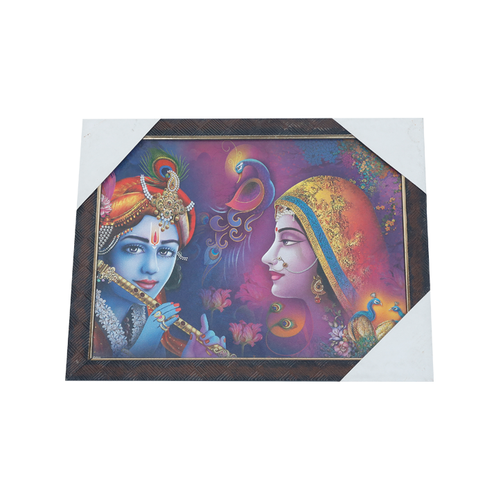 Lord Krishan And Goddess Radha Photo Frame - 13 × 10 Inches | For Pooja Temple | Home Decor And Gifts