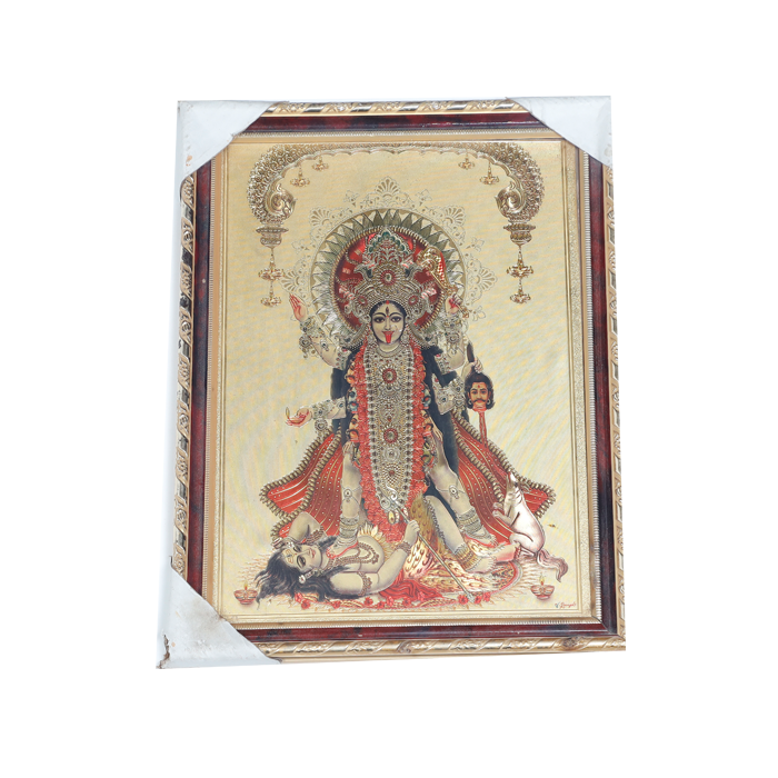 Goddess Kali Mata Standing On Lord Shiva Photo Frame - 12 × 10 Inches | For Pooja Temple | Home Decor And GIfts
