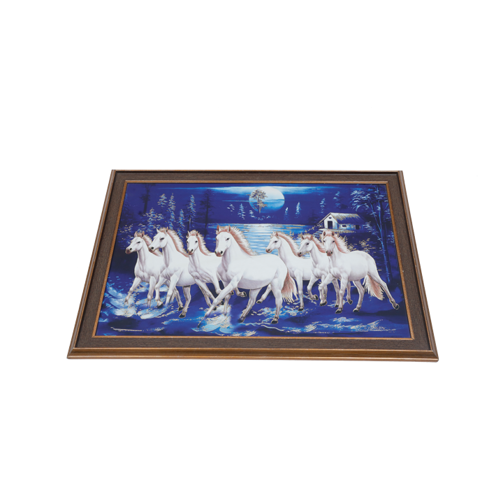 7 Running Vastu Shastr White Horse Photo Frame - 14 × 20 Inches | For Home Decor And Gifts