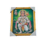 Lord Hanuman Sitting Posture Photo Frame - 12 × 10 Inches | For Pooja Temple | Home Decor And Gifts