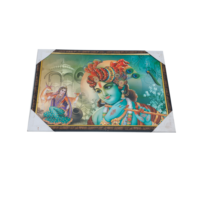 Goddess Radha And Lord Krishan Photo Frame - 20 × 13 Inches | For Pooja Temple | Home Decor And Gifts