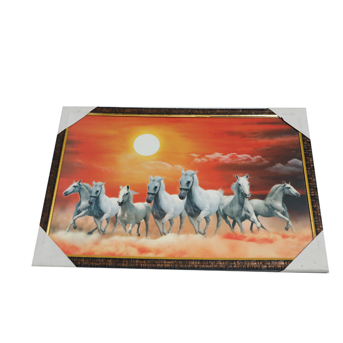 7 Running Vastu Shastr White Horse Photo Frame - 20 × 13 Inches | For Home Decor And Gifts