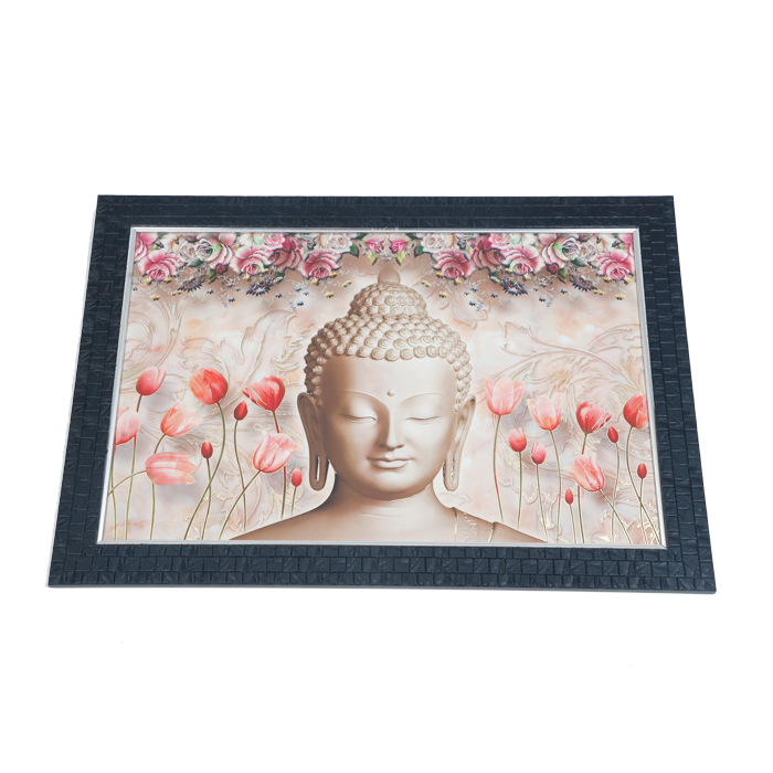 Lord Gautama Buddha Photo Frame - 14 × 20 Inches | For Pooja Temple | Home Decor And Gifts