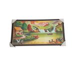 Living Room House on Riverside With Boats and Flowers Nature Scenery Photo Frame - 26 × 14 Inches | For Home Decor And Gifts
